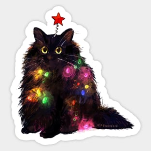 Christmas Lights Cat Sticker